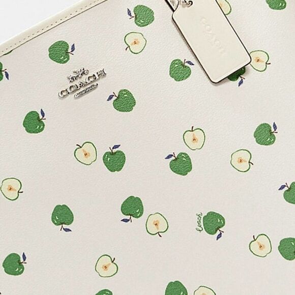 NWT Coach Leather City Tote With Apple Print - Picture 6 of 7